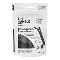The Humble Co. Dental Floss Grip Picks, charcoal - 50 stk.