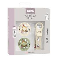 BIBS x Moomin Pacifier & Clip Gift Set - Ivory/Sage - 1 sæt