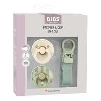 BIBS Pacifier & Clip Gift Set - Sage - 1 sæt
