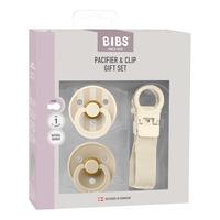 BIBS Pacifier & Clip Gift Set - Ivory - 1 sæt