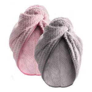 Parsa Beauty Microfiber Hårturban Grå & Rosa - 2 stk.