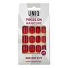 UNIQ Press-On Negle med Lim - Red Cat Eye - 24 stk.