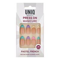 UNIQ Press-On Negle med Lim - Pastel French - 24 stk.