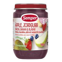 Semper Frugtpure m. jordbær, æble, pære, banan og blåbær 5+ mdr Ø - 190 g.