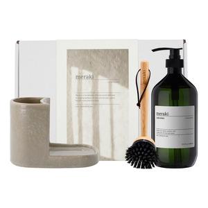 Meraki Gift box - grey holder + nature brush + forest garden dish wash - 1 stk.