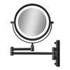 Gillian Jones Dobbeltsidet Vægspejl m. LED lys X1/X10 forstørrelse - Mat sort - 1 stk.