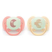 Philips Avent Pacifier ultra soft Nighttime - rød og orange - 2 stk.