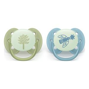 Philips Avent Pacifier ultra soft Nighttime - grøn og blå - 2 stk.