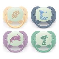 Philips Avent Pacifier ultra soft Nighttime - orange, blå, lilla og grøn - 4 stk.
