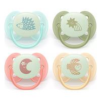 Philips Avent Pacifier ultra soft Nighttime - turkis, grøn, rød og gul - 4 stk.