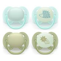 Philips Avent Pacifier ultra soft dag og nat - turkis, grøn, rød og gul - 4 stk.