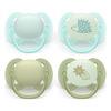 Philips Avent Pacifier ultra soft dag og nat - turkis, grøn, rød og gul - 4 stk.