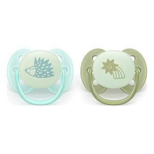 Philips Avent Pacifier ultra soft Nighttime - turkis og grøn - 2 stk.