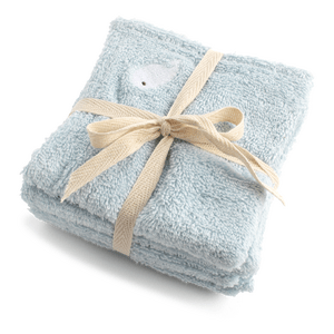 Filibabba Vaskeklude 27x27 cm GOTS - Broderet hval - 4 stk.