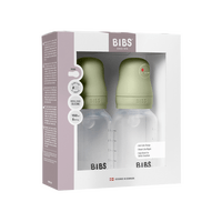 BIBS Baby Bottle Round Silicone 150 ml Slow Flow Sage - 2 stk.