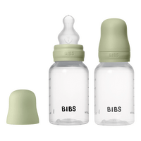 BIBS Baby Bottle Round Silicone 150 ml Slow Flow Sage - 2 stk.