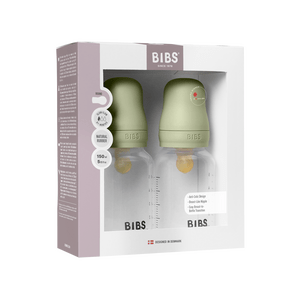 BIBS Baby Bottle Round Latex 150 ml Slow Flow Sage - 2 stk.