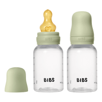BIBS Baby Bottle Round Latex 150 ml Slow Flow Sage - 2 stk.