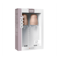 BIBS Baby Bottle Round Silicone 270 ml Medium Flow Blush - 2 stk.