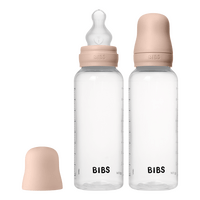BIBS Baby Bottle Round Silicone 270 ml Medium Flow Blush - 2 stk.