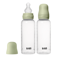 BIBS Baby Bottle Round Silicone 270 ml Medium Flow Sage - 2 stk.