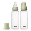 BIBS Baby Bottle Round Silicone 270 ml Medium Flow Sage - 2 stk.