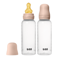 BIBS Baby Bottle Round Latex 270 ml Medium Flow Blush - 2 stk.
