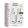 BIBS Glass Baby Bottle Round Silicone 120 ml Slow Flow Ivory - 2 stk.