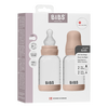 BIBS Glass Baby Bottle Round Silicone 120 ml Slow Flow Blush - 2 stk.