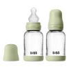 BIBS Glass Baby Bottle Round Silicone 120 ml Slow Flow Sage - 2 stk.