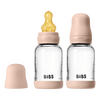 BIBS Glass Baby Bottle Round Latex 120 ml Slow Flow Blush - 2 stk.