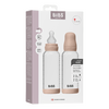 BIBS Glass Baby Bottle Round Silicone 240 ml Medium Flow Blush - 2 stk.