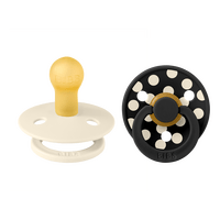 BIBS Pacifier Studio Colour Latex Polka Str. 1 Ivory/Black - 2 stk.