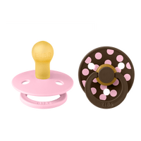 BIBS Pacifier Studio Colour Latex Polka Str. 1 Baby Pink/Mocha - 2 stk.