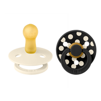 BIBS Pacifier Studio Colour Latex Polka Str.2 Ivory/Black - 2 stk.