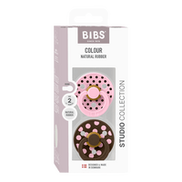 BIBS Pacifier Studio Colour Latex Polka Str. 2 Baby Pink/Mocha - 2 stk.