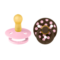 BIBS Pacifier Studio Colour Latex Polka Str. 2 Baby Pink/Mocha - 2 stk.