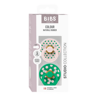 BIBS Pacifier Studio Colour Latex Polka Str. 2 Petal/Cactus - 2 stk.