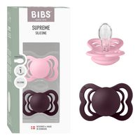 BIBS Pacifier Supreme Silicone Str. 1 Baby Pink/Plum - 2 stk.