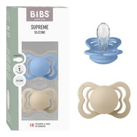 BIBS Pacifier Supreme Silicone Str. 1 Vanilla/Sky Blue - 2 stk.
