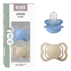 BIBS Pacifier Supreme Silicone Str. 1 Vanilla/Sky Blue - 2 stk.