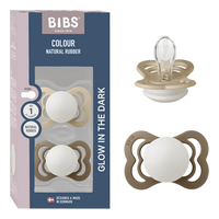 BIBS Pacifier Supreme Silicone Str. 1 Vanilla Glow/Dark Oak Glow - 2 stk.