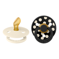 BIBS Pacifier Studio Colour Anatomical Latex Polka Str. 1 Ivory/Black - 2 stk.