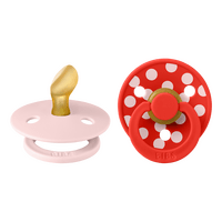 BIBS Pacifier Studio Colour Anatomical Latex Polka Str. 1 Blossom/Candy Apple - 2 stk.