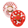 BIBS Pacifier Studio Colour Anatomical Latex Polka Str. 1 Blossom/Candy Apple - 2 stk.