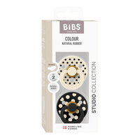 BIBS Pacifier Studio Colour Anatomical Latex Polka Str. 2 Ivory/Black - 2 stk.