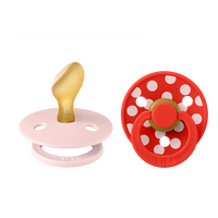 BIBS Pacifier Studio Colour Anatomical Latex Polka Str. 2 Blossom/Candy Apple - 2 stk.