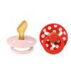 BIBS Pacifier Studio Colour Anatomical Latex Polka Str. 2 Blossom/Candy Apple - 2 stk.