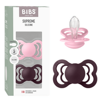 BIBS Pacifier Supreme Silicone Str. 2 Baby Pink/Plum - 2 stk.