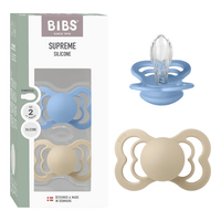 BIBS Pacifier Supreme Silicone Str. 2 Vanilla/Sky Blue - 2 stk.